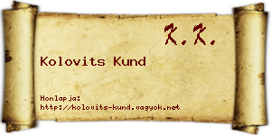 Kolovits Kund névjegykártya